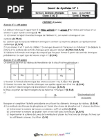 Devoir Corrigé de Synthèse N°1 - Sciences Physiques - 2ème Sciences Exp (2015-2016) MR Ben Abdeljelil Sami