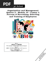 Organization and Management Process of Recruiting, Selecting and Training of Employees