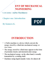 Department of Mechanical Engineering: COURSE: Turbo-Machinery