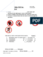 Final Test For B 2.2: Time Limit: 120 Mins. (2 Hours) DATE: 07 12 2018