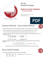 ME 261 Numerical Analysis: System of Linear Equations