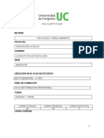 Programa Psicología y Medio Ambiente 2020 SEDE MENDOZA