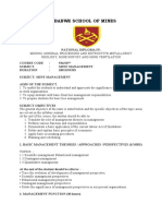 Mine Management Course Outline