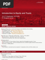 Introduction To Equity and Trusts: 18 & 19 September 2018 GDL DR Margaret Carran