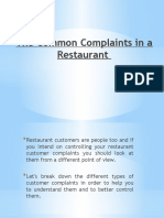 Common Complaints in A Restaurant