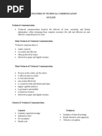 Main Features of Technical Communication Outline