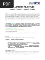 Key Academic Adjectives: Academic Vocabulary - Academic Word List