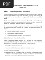 Información Requerida para Elaborar El Plan de Marketing