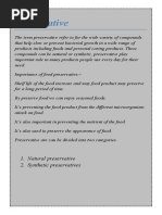 Preservative: 1. Natural Preservative 2. Synthetic Preservatives