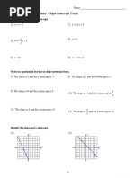 Writing Linear Equations-Slope-Intercept Form