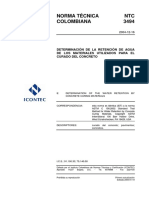 NTC3494 (Determinación de La Retención de Agua de Los Materiales Utilizados para El Curado Del Concreto)