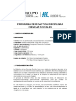 Programa de Didáctica Disciplinar de Las Ciencias Sociales 2019