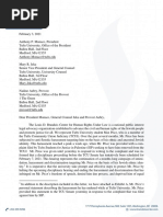 Brandeis Center Letter To Tufts President Monaco Feb. 3 2021 With Redacted Exhibits