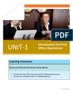 Introduction To Front Office Operations Unit 1