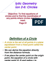 Analytic Geometry Section 2-6: Circles