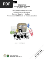 Disciplines and Ideas in The Applied Social Sciences Second Quarter - Module 1 Processes and Methods in Communication