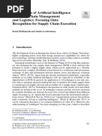 Applications of Artificial Intelligence in Supply Chain Management and Logistics: Focusing Onto Recognition For Supply Chain Execution