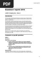 Examiners' Reports 2019: LA3021 Company Law - Zone A