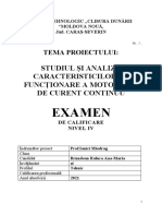 Studiul Si Analiza Caracteristicilor de Functionare A Motorului de Curent Continuu