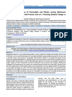 A Study On Prevalence of Overweight and Obesity Among Adolescent Children in An Urban Field Practice Area of A Teaching Medical College in South India