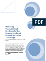 Measuring Organizational Readiness For The Implementation of Health Information Technology