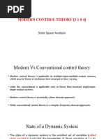 Modern Control Theory (3 1 0 4) : State Space Analysis