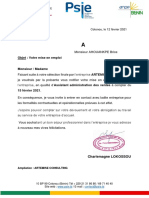 Lettre de Mise en Emploi de AHOUANKPE Brice