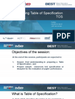 Preparing Table of Specification TOS