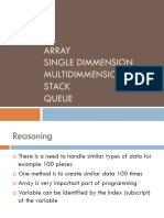 Array Single Dimmension Multidimmension Stack Queue