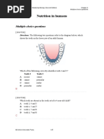 Nutrition in Humans: Multiple-Choice Questions