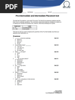 Pre-Intermediate and Intermediate Placement Test: Grammar