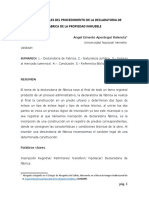 Aspectos Legales Del Procedimiento de La Declaratoria de Fábrica de La Propiedad Inmueble - Apestegui