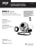 FANTECH - Ventilateur Sécheuse DPV22-2 - Guide D'installation