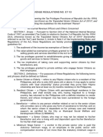 Revenue Regulations No. 07-10 - Implementing The Tax Privileges Provisions of Republic Act No. 9994 (Expanded Senior Citizens Act of 2010)