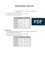 Ejercicios Gantt, Pert, CPM