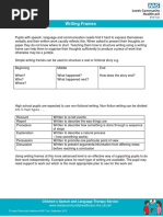 Writing Frames: Children 'S Speech and Language Therapy Service