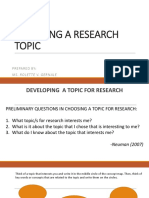 Choosing A Research Topic