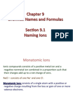 Chemical Names and Formulas Section 9.1 Naming Ions