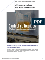 Control de Líquidos, Perdidas Insensibles Agua de Oxidación