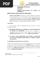 Solicito Rectificación de Partida de Nacimiento