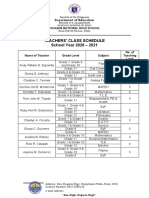 Teachers' Class Schedule School Year 2020 - 2021: Department of Education