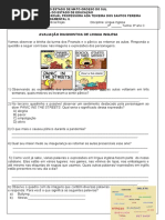 Avaliação Diagnostica de Ingles 6 Ano 