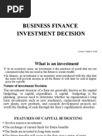 Business Finance Investment Decision: Lecturer: Hibak A. Nouh