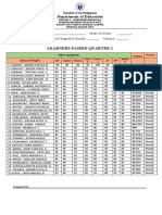 Department of Education: First Quarter Name of Pupils