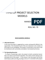 Types of Project Selection Models: BY Maneesha Negi Ty Bba Roll No. 79