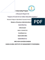 Summer Internship Project: A Research Report On "Impact of Covid-19 On Indian Education System."