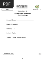 Student's Name: - : Worksheet (6) 4.2 Electrical Quantities-Electric Charge