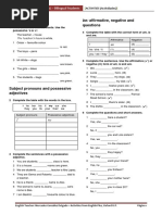 Possessive 'S Questions: Be: Affirmative, Negative and