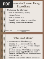 Measurement of Human Energy Expenditure: - Understand The Following