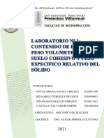 Laboratorio N°1-Contenido de Humedad, Peso Volumétrico de Suelo Cohesivo y Peso Especifico Relativo de Solidos